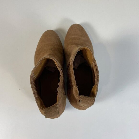 Jack Rogers Womens Liddy Suede Leather Ankle Bootie Brown 6 Scalloped Pull On - Picture 5 of 10